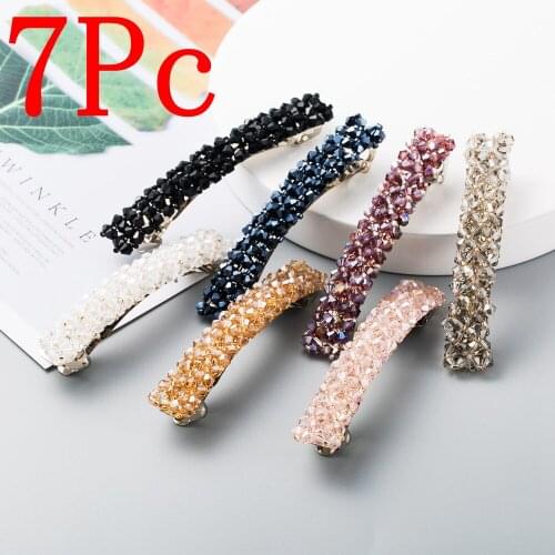 New crystal hairpin Women Fashion springs clip shiny zircon hair bun headdress plate hairpin girl summer solid color strip hairc