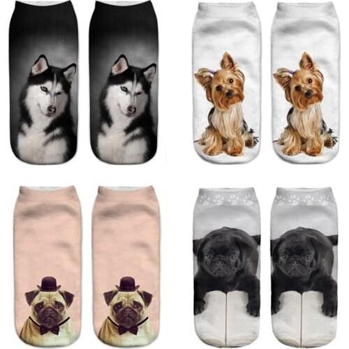 New 3D printed Socks Woman new Unisex cute Low Cut ankle dog socks multiple colors women sock Casual Animal shape