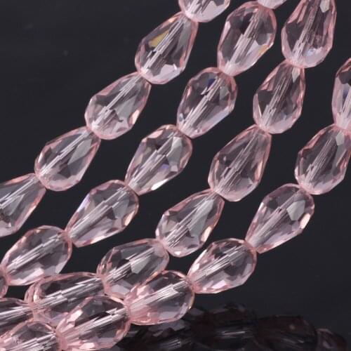 OlingArt 8*11mm 50pcs Waterdrop Faceted Austrian crystal beads Pink color Teardrop glass bead for jewelry making bracelet