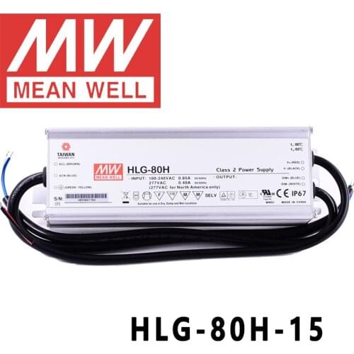 Original Mean Well HLG-80H-15 for Street/high-bay/greenhouse/parking meanwell 75W Constant Voltage Constant Current LED Driver
