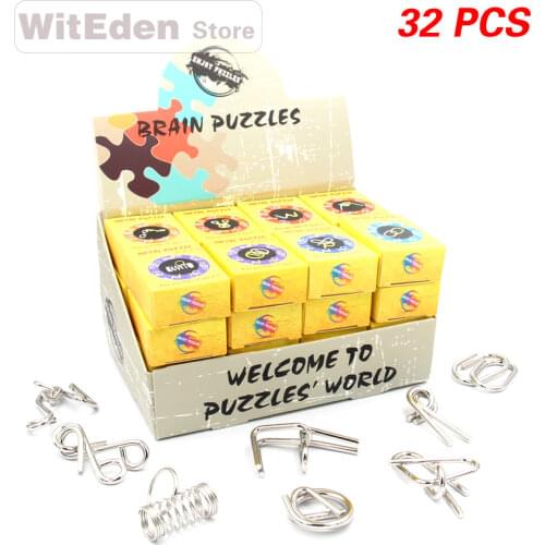 3D Metal Wire Perplexing Puzzles Casse-Tete 32PCS/Sets Classic Knot Intelligence Buckle Interlock IQ Collection Antistress Toys