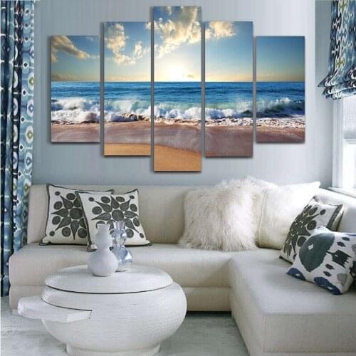 5 Beautiful Summer Beach Modern Landscape Photography Design Oil Painting HD Print Posters Artist Home Decoration Frameless