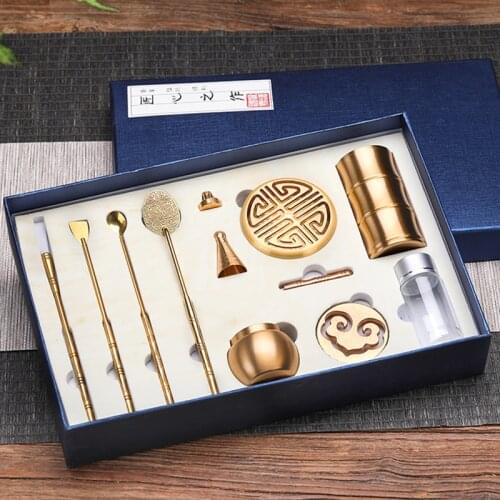 High Quality Copper Incense Burner Set Fine Censer Tool Home Decoration Incense Holder Aroma Furnace Gifts Box Arts Crafts