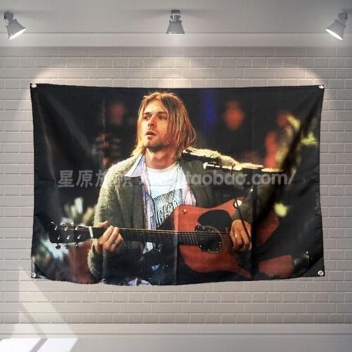 Rock 'n' Roll Hip Hop Reggae Posters Canvas painting Four Holes Hanging Cloth Flag Banner Office Music Studio Room Wall Decor