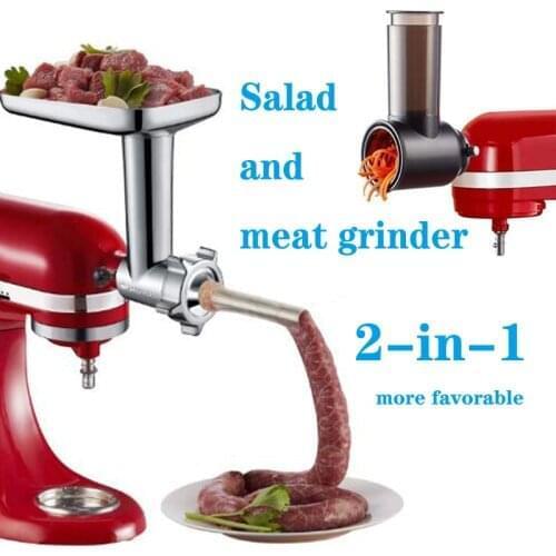 Slicer accessories and meat grinder 2 in 1 for KitchenAid vertical mixer, accessories for vegetable mixing and meat processing
