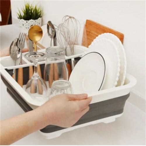 Foldable Kitchen Dish Rack Storage Holder Drainer basket Tableware Plate Portable Drying Rack Shelf Home Dinnerware Organizer