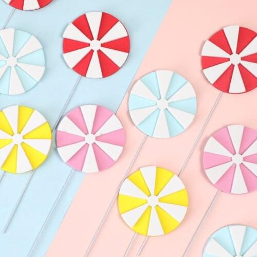 3pcs/set Lollipop Birthday Cake Topper Kids Party Dessert Decor Foam Happy Birthday Cupcake Toppers Baby Shower Cake Supplies