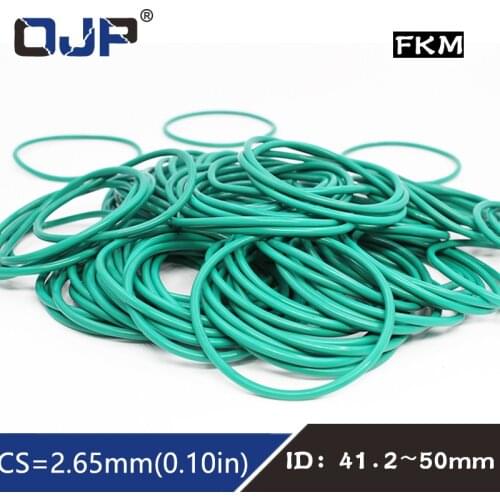 5PCS/lot Fluorine rubber Green FKM Oring Seal CS2.65mm ID41.2/42.5/43.7/45/46.2/47.5/48.7/50mm Rubber ORing Seal Ring Gasket