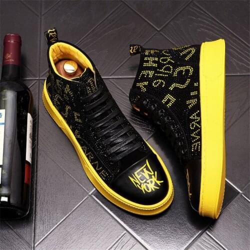 Spring Men Punk Sneakers Hip Hop Web Celebrity Shoes High Tops Boots Height Increasing Flats Zapatillas Hombre