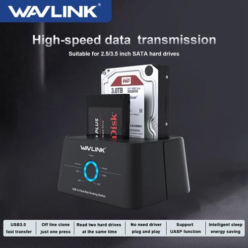 Wavlink HDD Docking Station Sata Hard Drive Enclosure SATA to USB 3.0 Adapter for 2.5 3.5 SSD Disk Case HD Box Dock