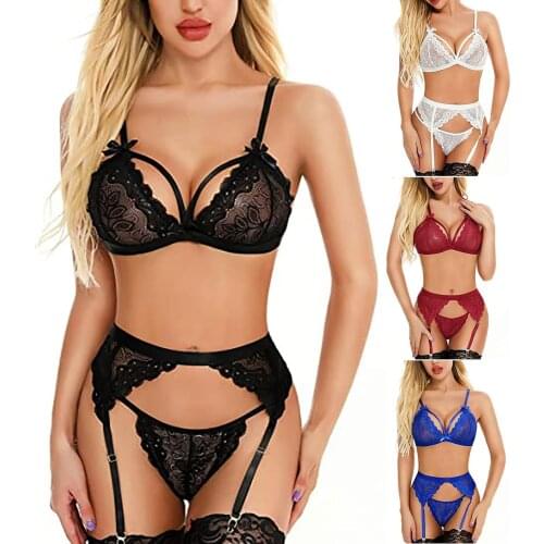 Lingerie Sexy Elegant Lace Underwear Women Hollow Out Sexy Lingerie Set Exotic Costumes Lingerie Femme Lenceria Sensual Mujer