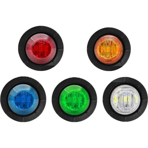 12V 3LED 3/4" Universal Car Truck Trailer Mini Small Round Red LED Bullet Button Side Marker Lights Signal Lamp Waterproof