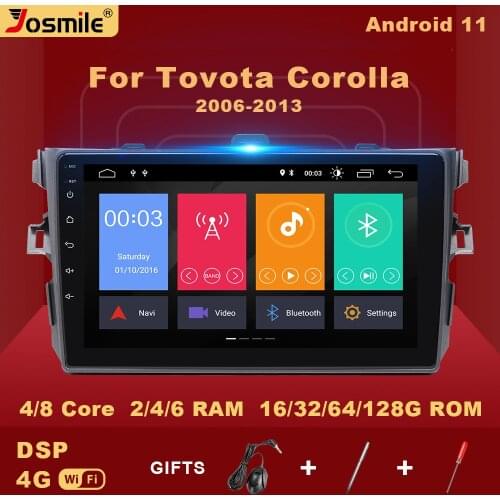 2 Din Android 11 Car Multimedia Player For Toyota Corolla Radio E140/150 2007 2008 2009 2010 2011 2012 2013 2014 2015 2016 DSP