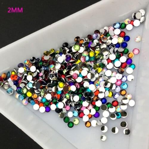 2MM Mix Color 3D Tips Flat Drill Rhinestones Stone Nail Art DIY Jewelry Accessories Crystal Nail Art Decoration 400PCS/bag