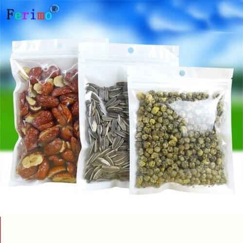 Free shpping 100pcs White pearl film yin and yang self-sealing zipper bag food storage bag translucent bone bag