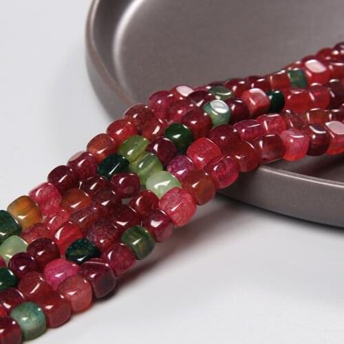 Tourmaline Color Natural Stone Agates Beads Cube Loose Spacer Square Beads For Jewelry Making DIY Charms Bracelet Necklace 15