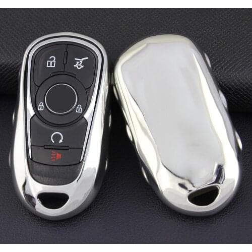 Smart Car Key Case Cover Fob Holder For Buick Envision Encore Lacrosse Enclave Regal Sportback TourX TPU Soft Silver
