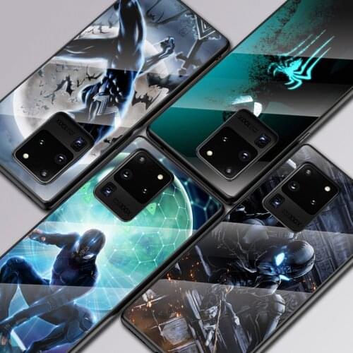 Marvel Dark Spider Man For Samsung Galaxy S20 FE S10e S10 S9 S8 Ultra Plus Lite Plus 5G Tempered Glass Cover Phone Case