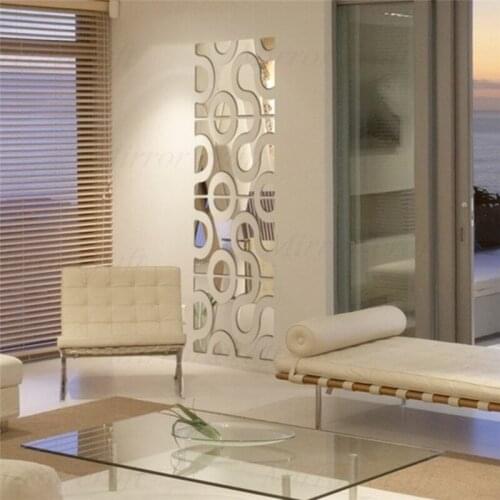 Funlife DIY decorative wall sticker affixed mirror squares combination living room wall stickers bedroom three-dimensional image