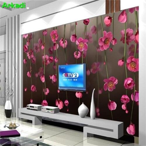 3D Custom Size Cherry Blossom Photo Wallpaper Modern Simple Fresh Living Room TV Wall Tiles Wall Background Pink Plum Blossom