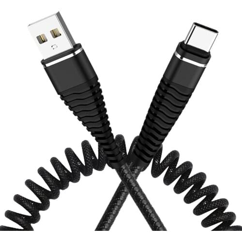 Micro USB Type C Cable Retractable Spring Cable For Huawei Mate 30 P30 P20 Lite 2.1A Fast Charging Data Cable Wire Cord Adapter