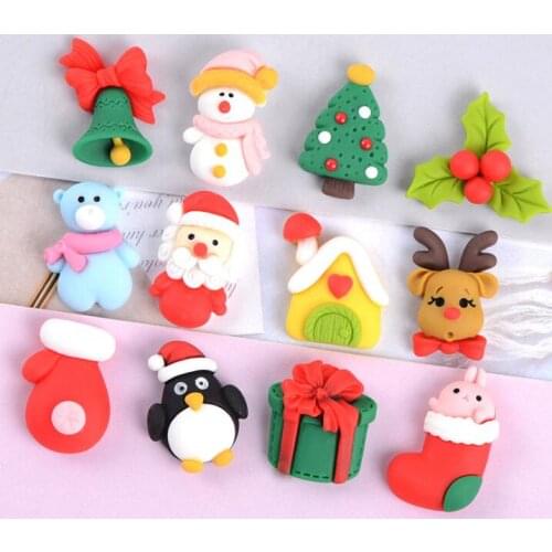20pcs/lot New Resin Christmas series Flatback Cabochon Scrapbook Kawaii DIY Embellishments Accessories