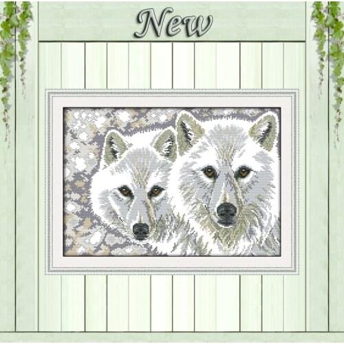 Wolf brothers Animal Decor Drawing painting,Counted print on the fabric DMC 14CT 11CT Cross Stitch Needlework kit Embroidery Set