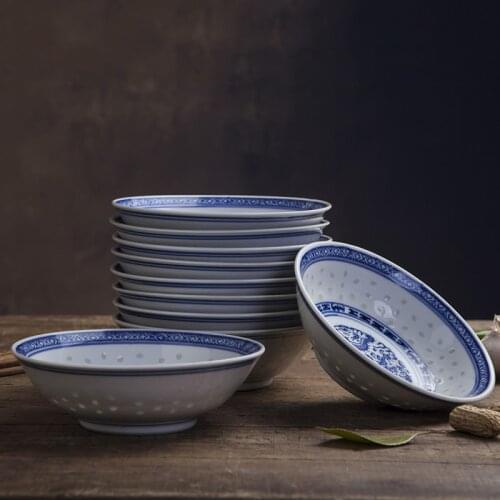 6inch Jingdezhen Ceramic Tableware Ramen Bowl Chinese Vintage Blue and White Porcelain Dragon Soup Rice Bowls Kitchen Dinnerware