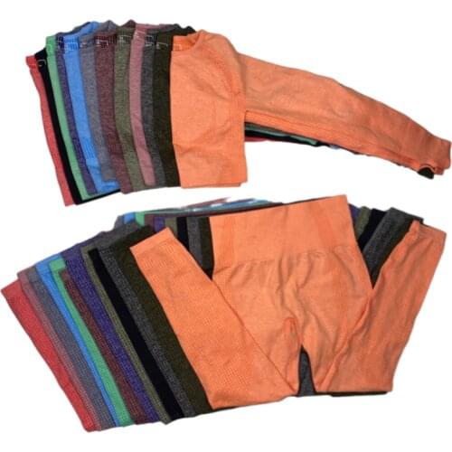 2021New Vital Women Seamless Yoga Set Fitness Sports Suits GYM Cloth Long Sleeve Shirts High Waist Running Leggings Workout Pant