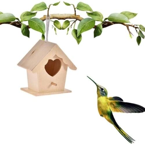 Creative Wooden Bird House, Wall-mounted Wooden Outdoor Nest Bird House Wooden Box for Home Garden Decoration Accessory