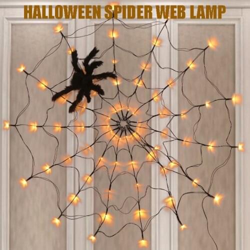 Cross Border Halloween Spider Web Decoration Luminous LED Lights Indoor And Outdoor Wall Atmosphere Layout Ghost Festival Props