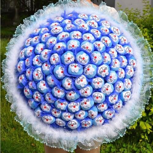 Round big soap cartoon doramon flower cute plush bouquet Valentines Day Christmas birthday Gifts Handicrafts