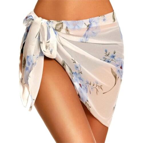 Summer Sexy Women Scarf Short Sarongs Beach Wrap Sheer Bikini Wraps Chiffon Plus Size Cover Ups For Womens Swimwear 2021 #W3