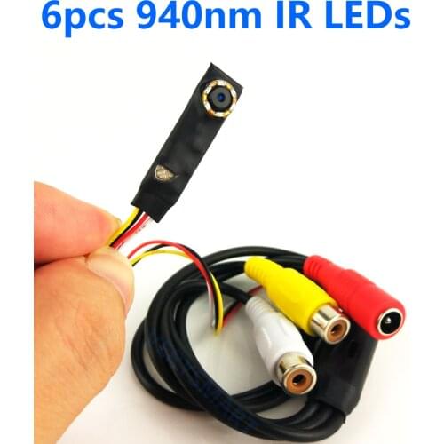 VERYSMART Mini Analog Camera CCTV Home Security Surveillance Camera Video Audio Camera with 6pcs 940nm IR LEDs