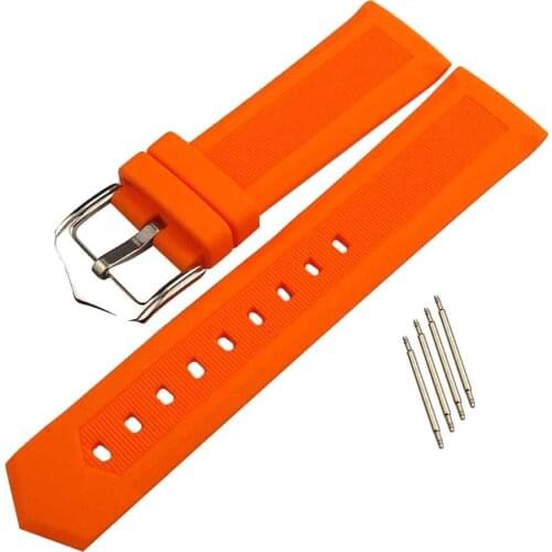 Soft Sturdy Rubber Surface Non-slip Back Waterproof Washable Silicone 19mm/21mm/24mm Strap Band