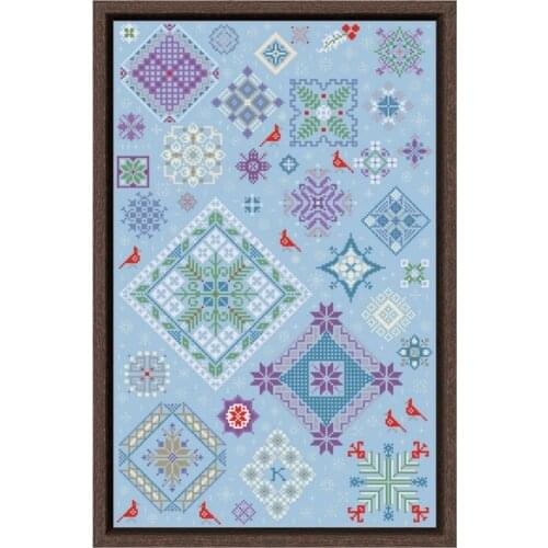 Winter story cross stitch kit simple pattern 18ct 14ct 11ct sky blue fabric cotton silk embroidery DIY handmade wall big picture