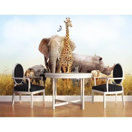 Custom Mural Wallpaper Cartoon Animal World Forest Photo Wall Painting Fresco Kids Bedroom Living Room Wall Sticker