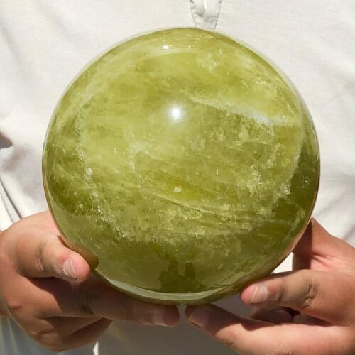 Natural Yellow transparent crystal ball natural Stone ball healing crystals Stone reiki Home Decoration collection