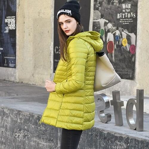 7XL Winter Women White Duck Down Parka Candy Color Soft Jackets Women Long Duck Down Jacket Outwear Ultralight Hooded Coats