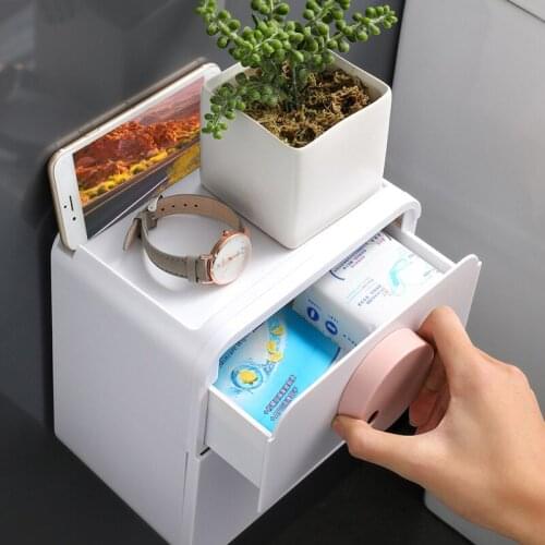 Wonderlife Plastic Toilet Paper Holder Bathroom Double Paper Tissue Box Wall Mounted Paper Shelf Storage Box Toilet Dispenser