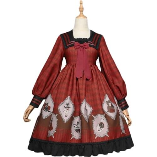 Nobody Lives ~ Sweet Sailor Collar Long Sleeve Lolita OP Dress by Magic Tea Party