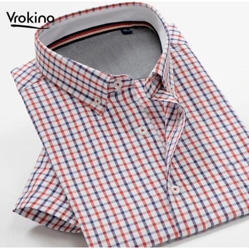 2020Summer New 7XL 8XL 9XL 10XL Mens Business Casual Plaid Short Sleeve Shirt Classic Mens Cotton-blend Loose Shirt