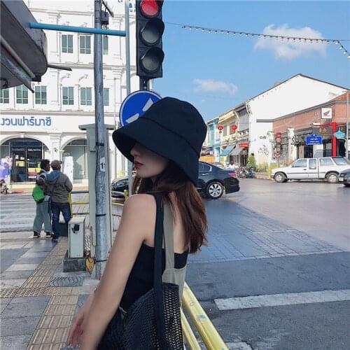 Hat Black Fisherman Hat Summer Versatile Bucket Hat Tide Sun Block Sun Hat Basin Hat