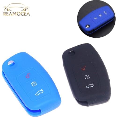 Reamocea Silicone Car Remote Key Cover FOB Case Shell Protection Fit For Ford Fiesta Focus MK2 Mondeo Kuga Galaxy C-Max S-Max