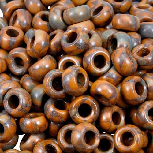 TUMBEELLUWA 1Lot (20Pc) Bamboo Leaf Stone Large Hole Rondelle Loose Beads Fit European Charms Bracelet,Jewelry Makings