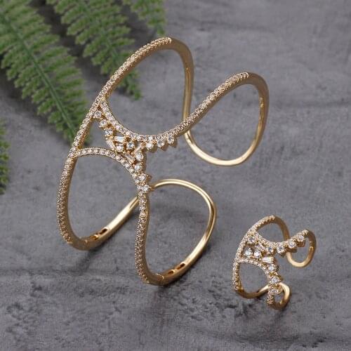 Quality A+ Women Bangle Ring Set Cubic Zirconia Colorful Stones Bridal Wedding Jewelry Sets Accessories Birthday Gift