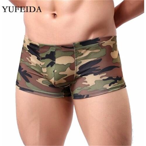 1/3PCS Mens Underwear Boxers Camouflage Low Rise Underpants Boxer Shorts Trunks Male Gay U convex Pouch Sissy Panties Lingerie