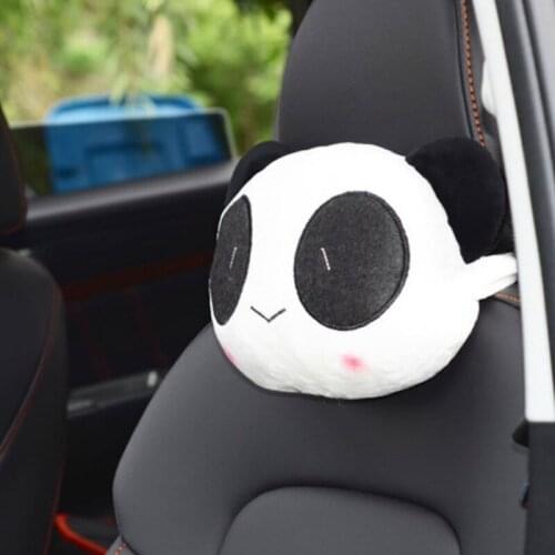 1Pc/ 2Pcs Cartoon Car Neck Pillow Cute Panda Headrest Support Neck Cushion Head Rest Bone Seat Cover Car Accessories Interior
