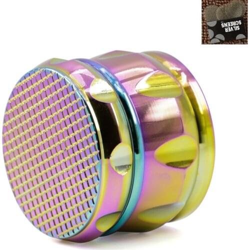 1Pcs hot 4 layer ice blue grid pattern chamfered metal material smoking herbal grinder tobacco cigarette pipe fittings