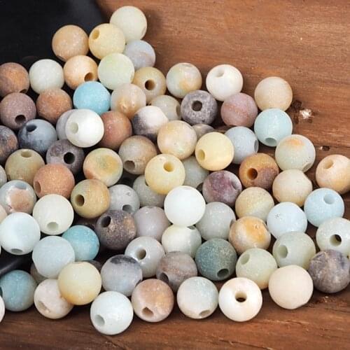 10Pcs/Pack 10mm Large Hole Loose Beads Natural Semi-precious Stone Amazon Tianhe Graphite Scrub Round Beads Hole Size 3mm